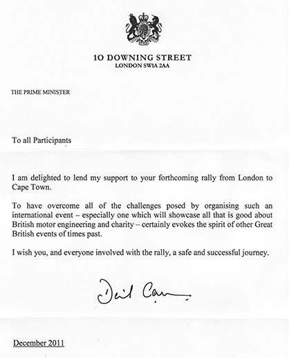 A letter from the Prime Minister